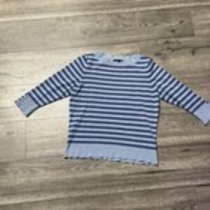 Women’s Blue Striped Sweater Ann Taylor 3/4 Sleeve Size LP